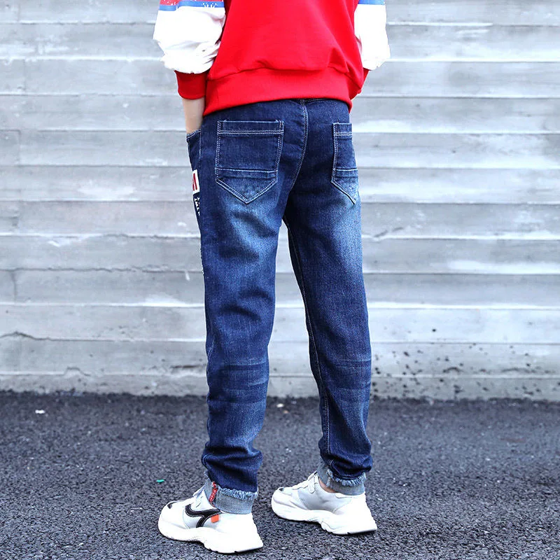 Children Trousers Kids Jeans For Boy Pants 2021 Newest Spring Teenager Trend Long Solid Color Denim Pencil Korean Clothes | Мать и