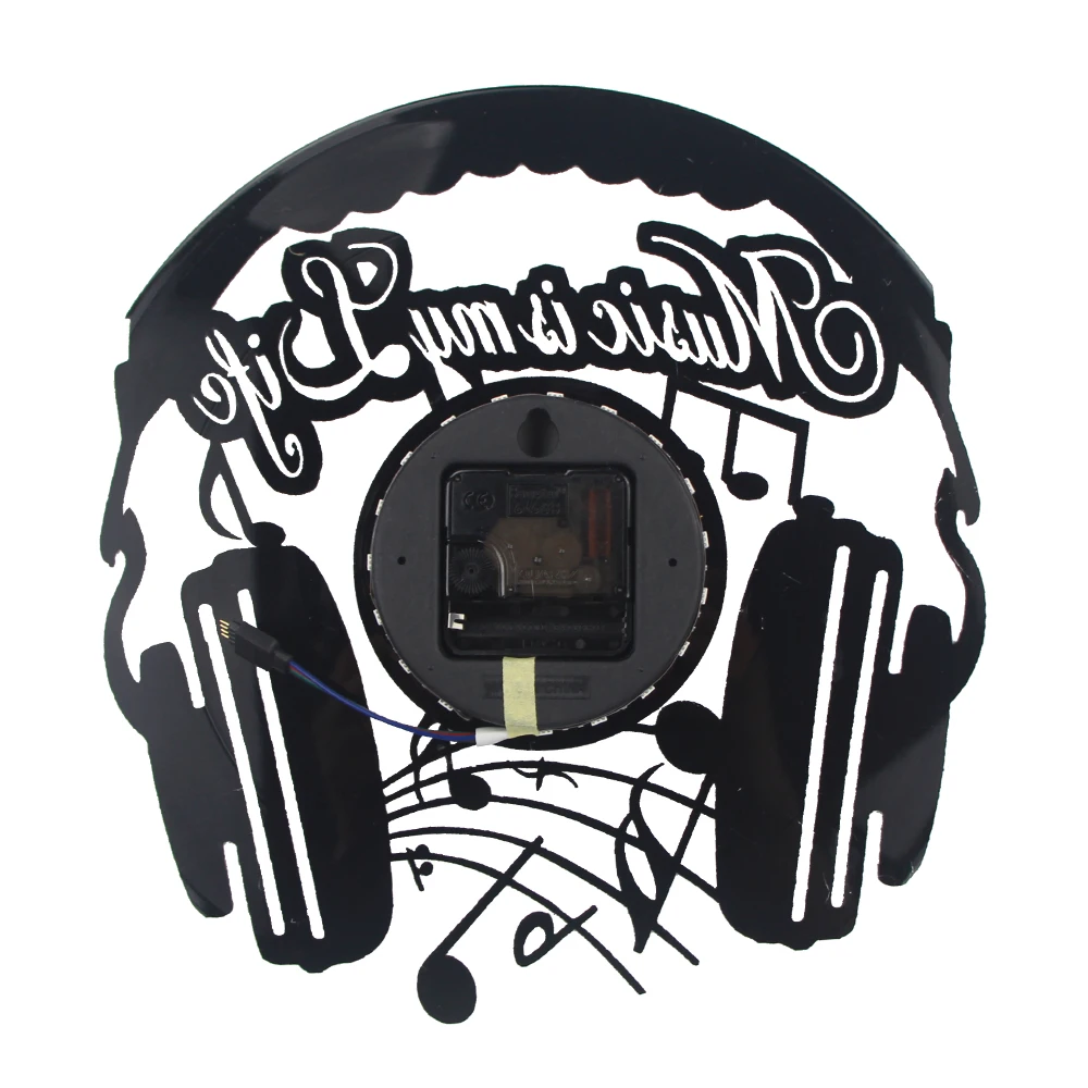 2019 New CD Vinyl Record Wall Clock Modern Music Headset Design Black Watch Home Decor Relogio Parede Clocks | Дом и сад