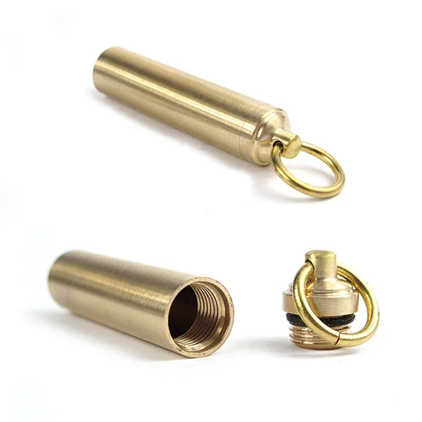 

A256 CNC CNC Pure Copper Survival Waterproof Tank Waterproof Bin Brass Medicine Bottle Outdoor EDC Lifesaving Key Pendant