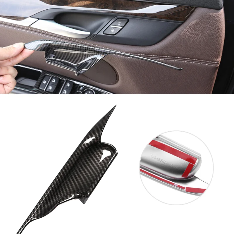 

For BMW X5 F15 X6 F16 2014 2015 2016 2017 2018 4pcs Car ABS Carbon Fiber Texture Car Safety Door Lock / Door Handle Bowl Cover