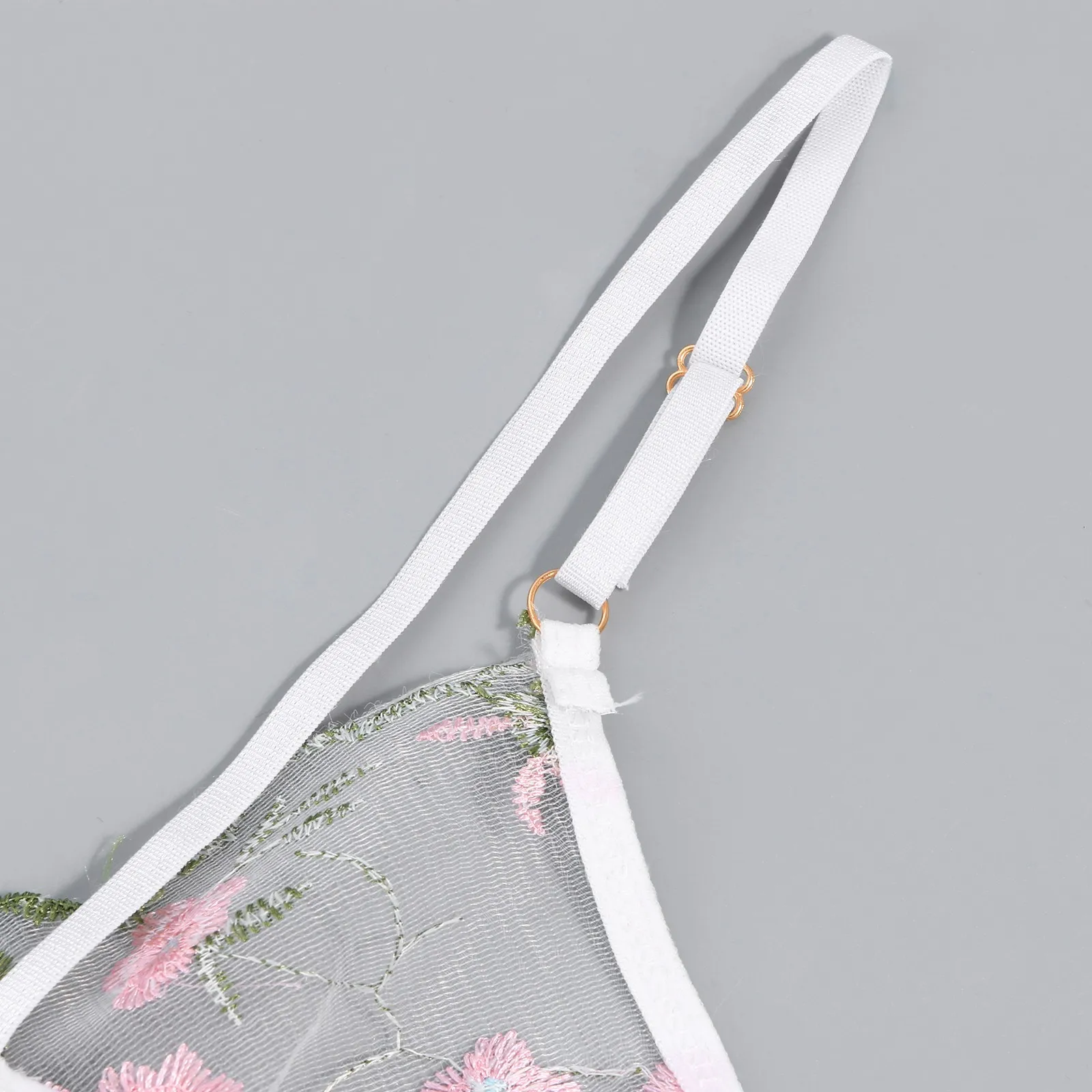 

Sexy Bra Set Embroidery flowers perspective Lace Mesh Oversized lingerie Underwear Set Women Bralette Transparent Bra Panty Set