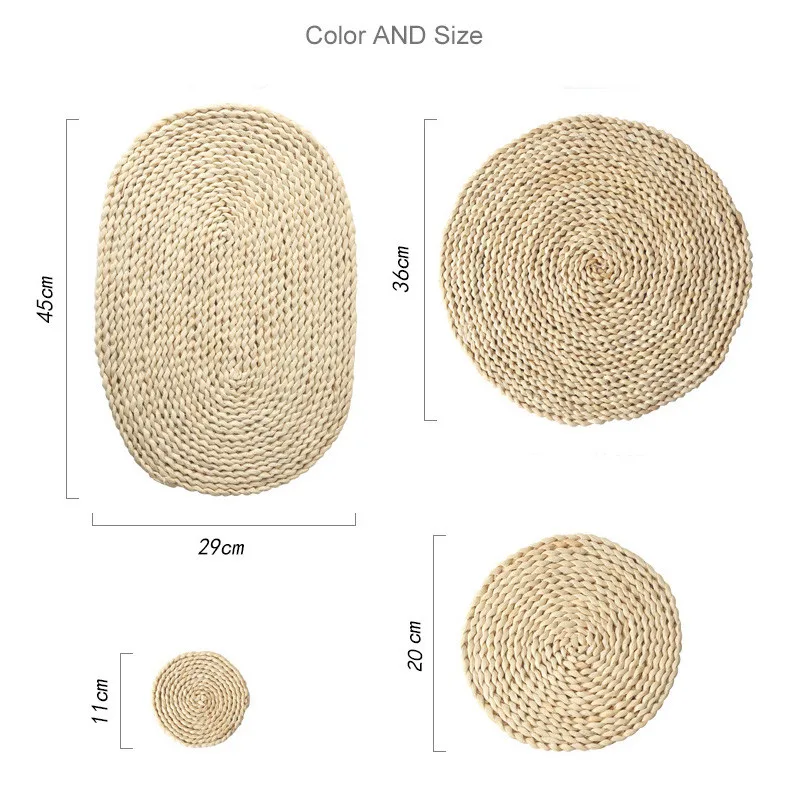 Corn Skin Woven Mat Dining Table Thermal Insulation Pot Holder Coasters Round Tea Drink Coffee Cup Mug Coaster Placemats | Дом и сад