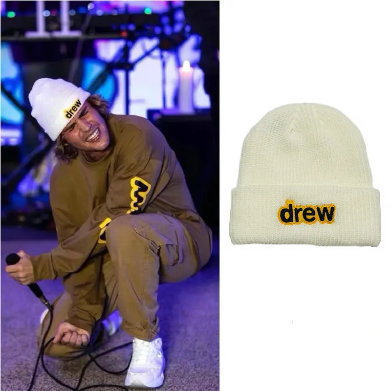 Drew hip-hop Knitted Hat Smiley Smile Face Justin Bieber Winter Hat Winter Hats men Women Warm Beanie Hats Adult Cover Head Cap