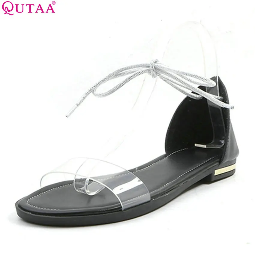 Женские сандалии QUTAA модные из искусственной кожи на плоской подошве со