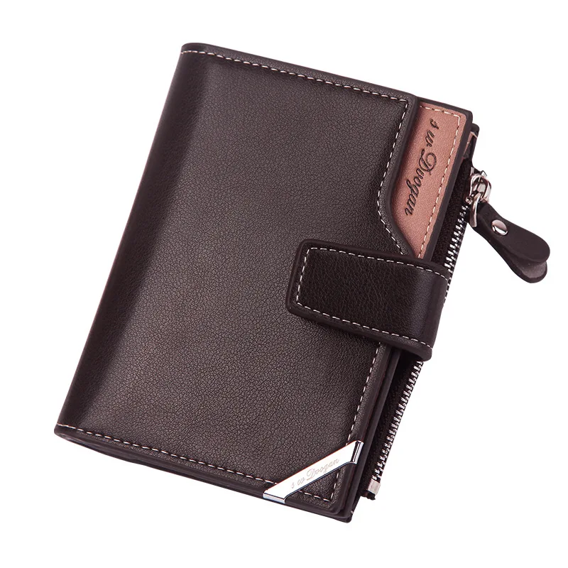 

men's wallet Short vertical locomotive British casual multi-function card bag zipper buckle triangle folding