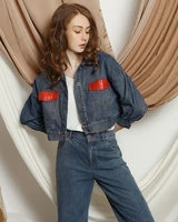womens elegant patchwork denim jacketdesigner style top for ladies