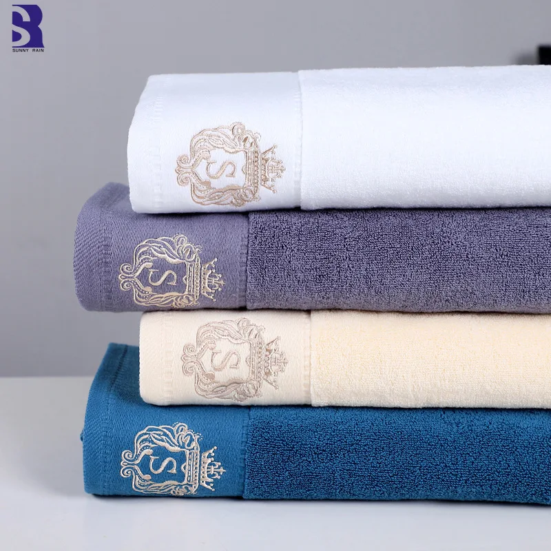 

SunnyRain 1-Piece Cotton White Bath Towels for Adults Towels bathroom Beach Towels 70x140cm