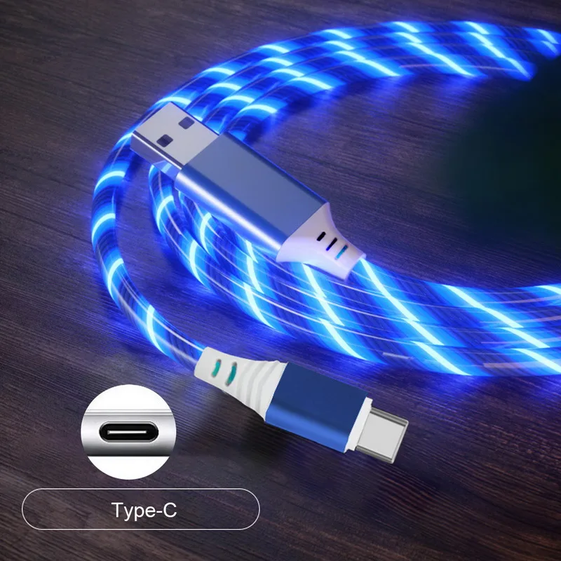 Цветной СВЕТОДИОДНЫЙ usb кабель Type C для Samsung Galaxy A50 A51 A71 быстрой зарядки Xiaomi Redmi Note 8