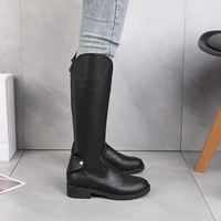 plus size high boots women women winter boots retro round toe thick heel warm knee length boots rear zipper knight boots women