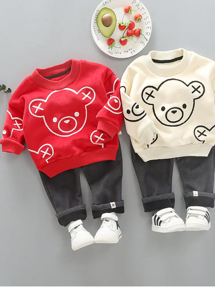 Толстый теплый зимний осенний комплект одежды для мальчиков пижама с длинным