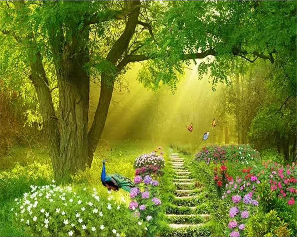 

Beibehang 3D Wallpaper Modern Simple TV Backdrop Trees Blue Sky Grassland Wooden Decorative Mural photo wallpaper for walls 3 d