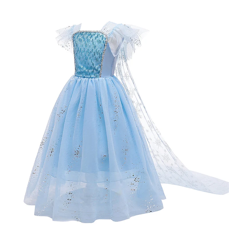 Платье для девочек Летняя детская одежда с блестками принцессы Эльзы Свадебные