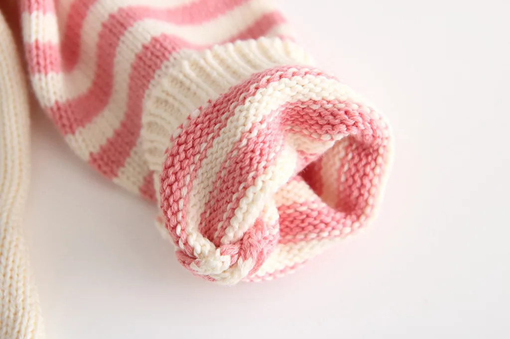 Детский вязаный полосатый комбинезон для новорожденных мальчиков и девочек