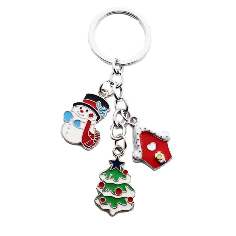 

Fashion Elk Santa Claus Pendant Keychain Keyrings Merry Christmas Ornaments for Key Holder Accessories Xmas Gifts New Year 2022