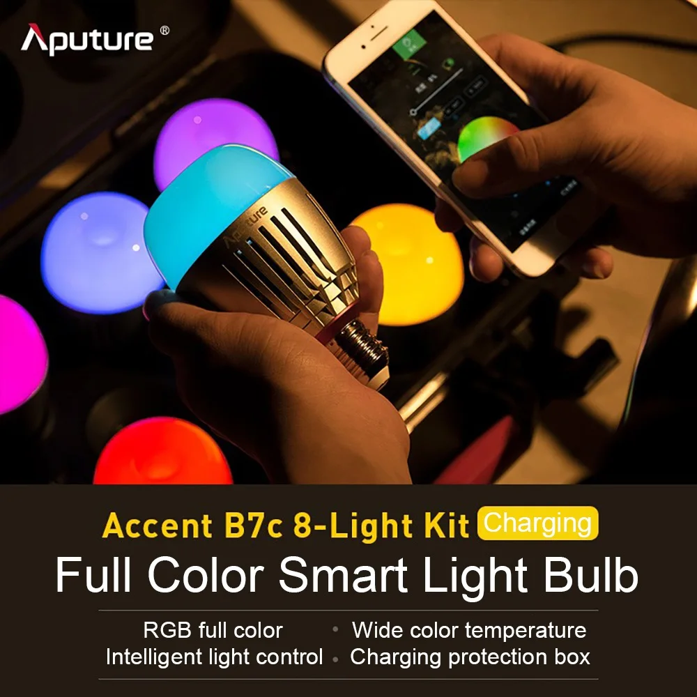 Продажа Лампа светодиодная Aputure ACCENT B7C, 8 светильник п, 7 Вт, RGBWW, 2000-10000 К