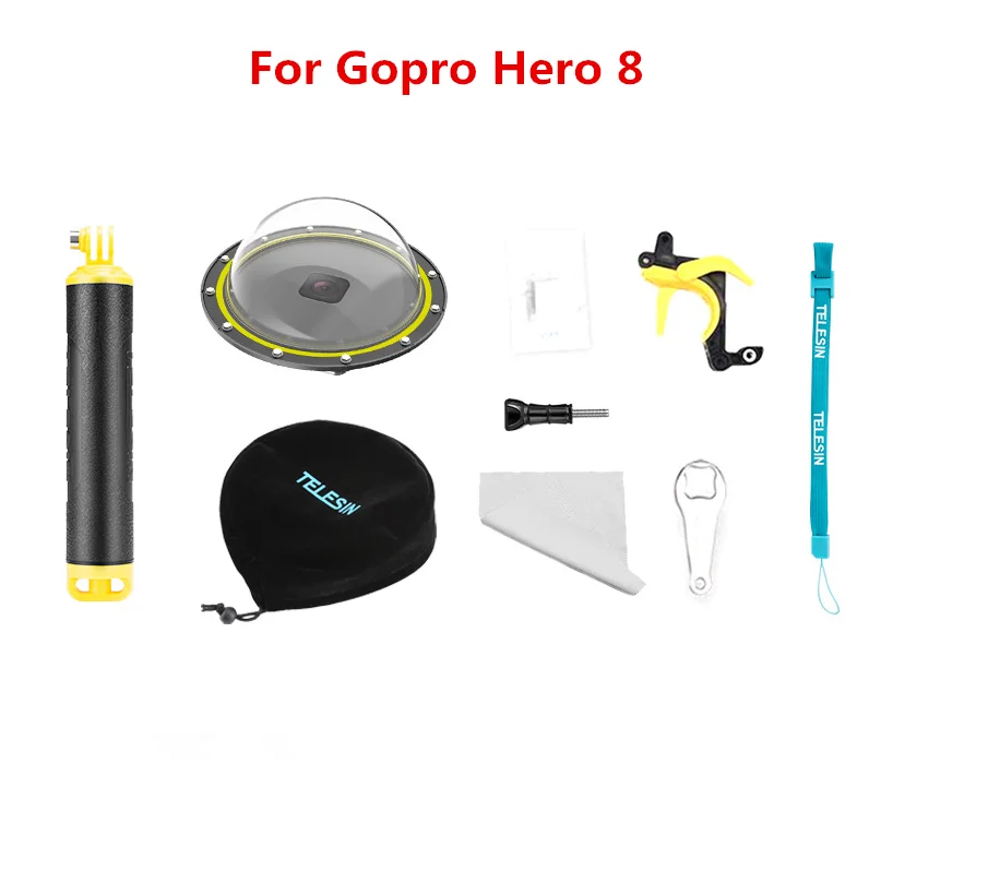For Gopro 8 Водонепроницаемый купол порт Дайвинг капот Ручной штатив-поплавок плавающее крепление для Gopro Hero 8 7 6 5 4 черный YI DJI OSMO ACTION SJ - Цвет: For Gopro 8
