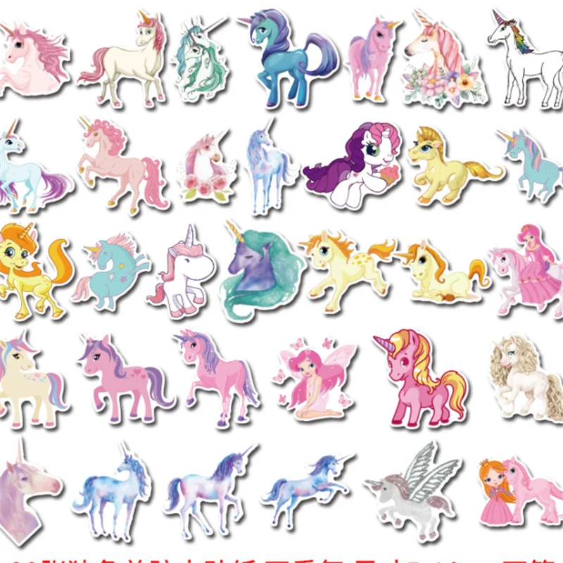 Pegatina de unicornio arco&iacute;ris bonita, Maleta de guitarra, cuaderno, ordenador, monopat&iacute;n, juguete de decoraci&oacute;n, venta al por mayor, 10/30/50 Uds.-1