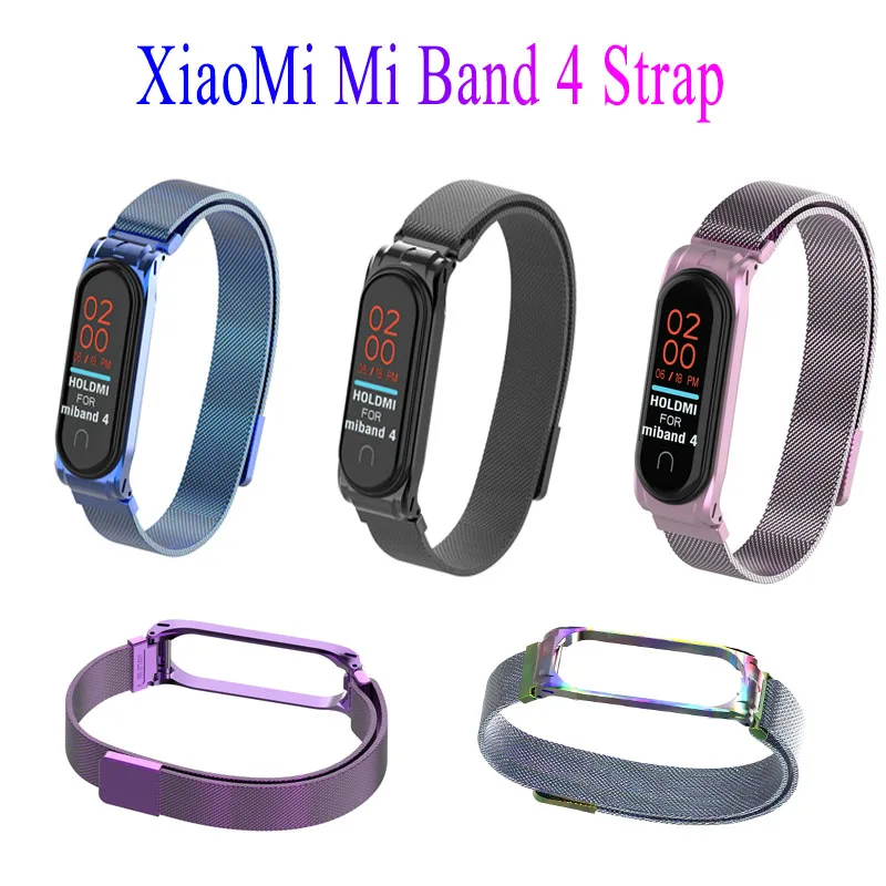 Mi lanese магнитный ремешок для xiaomi mi band 3 4 браслет из нержавеющей стали для xiaomi браслет сменный металлический браслет mi band 3