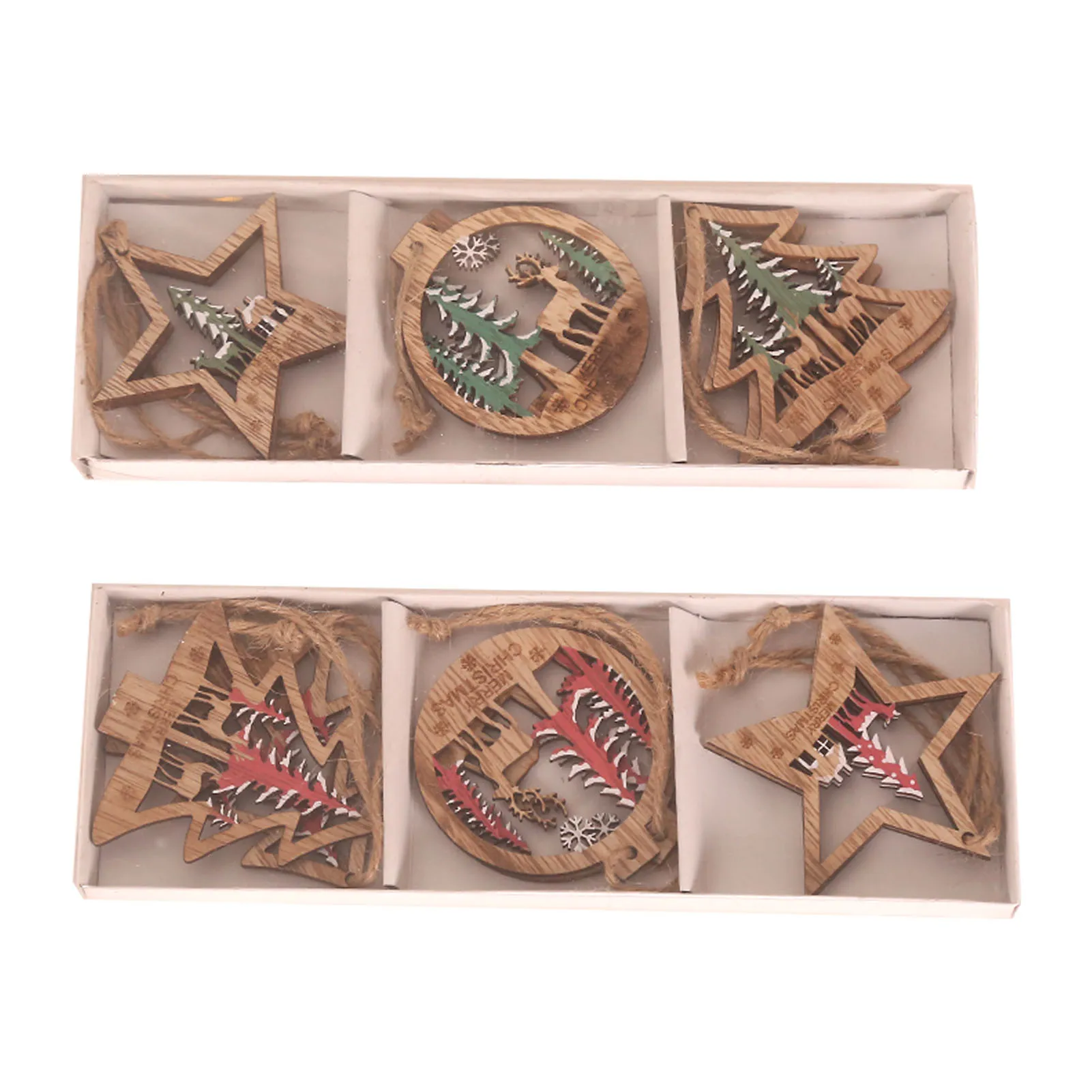

Christmas Tree Hanging Pendant Hollow Elk Round Christmas Ornaments Wooden Christmas Decoration Home Decor Adornment right