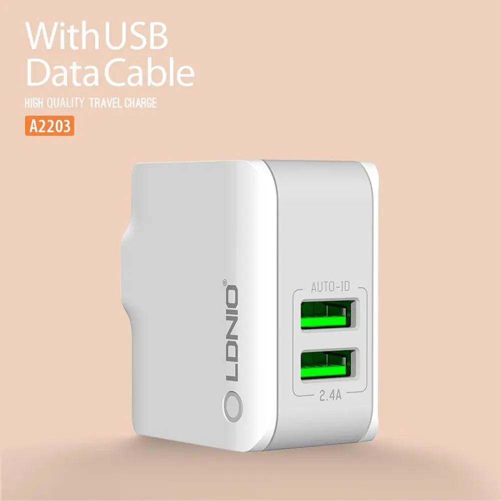 Универсальное настенное зарядное устройство для LDNIO A2203 2.4A 12 Вт с двумя usb-портами