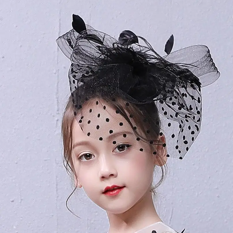 Новые Свадебные шляпы для девочек черное перо старинный головной убор Chapeau Mariage