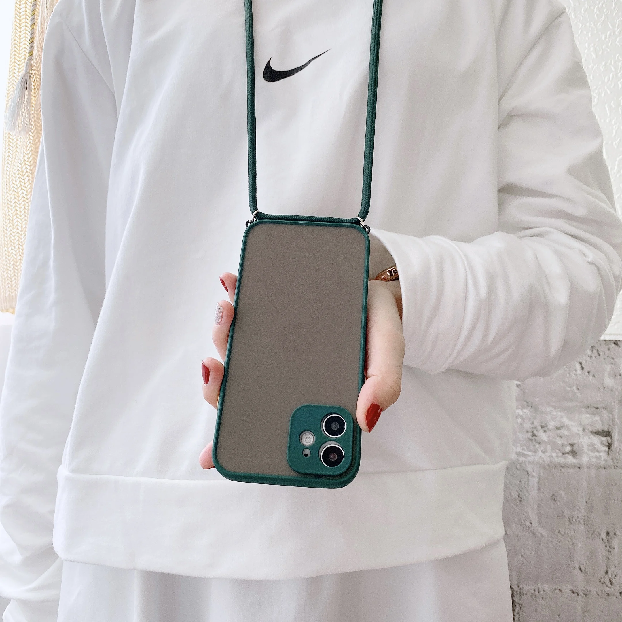 Skin feeling Protection Strap Cord Chain Phone case on For iPhone 13 12 11 Pro Max 8 7 6 Plus Xr X Xs SE 2020 Lanyard soft Cove