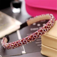 korean luxury high end four rows of bright crystal beaded headband fashion sweet handmade hair accessories