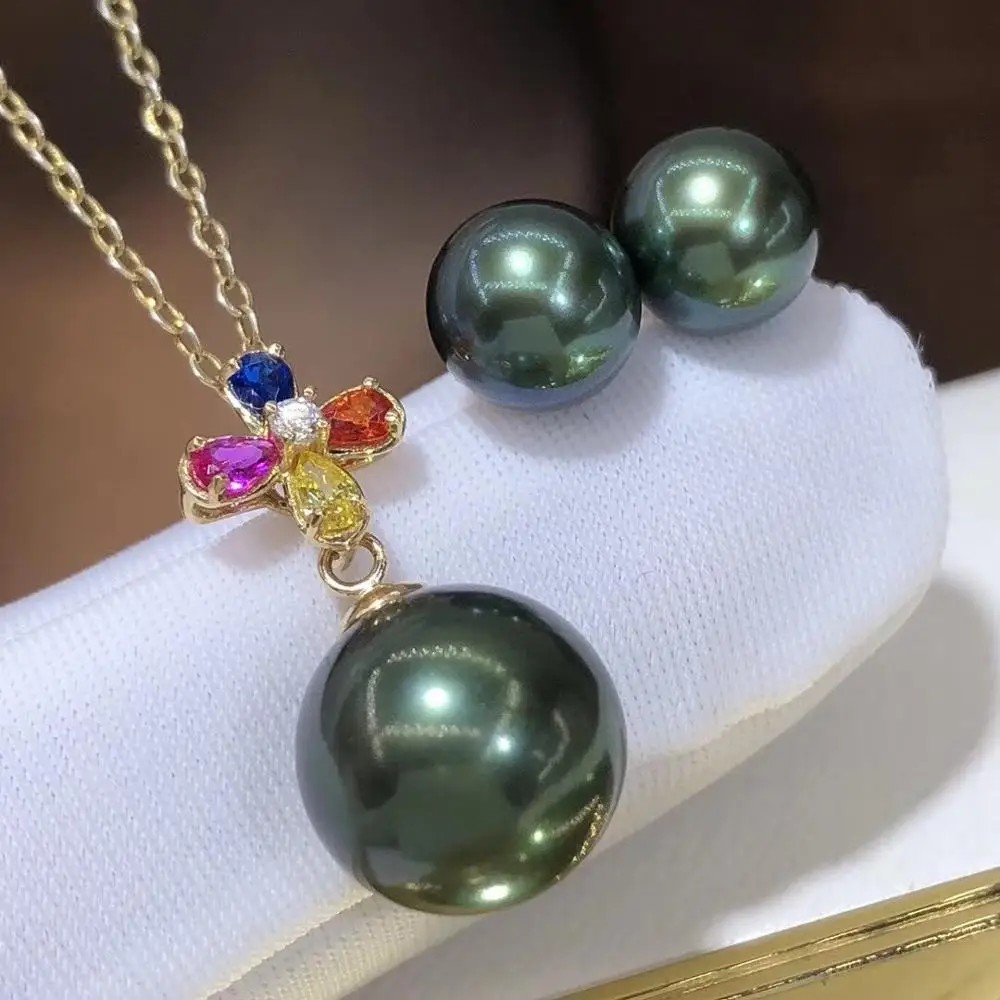 D528 жемчужный набор изысканное ювелирное изделие 18 К золото Круглый 7-9 мм