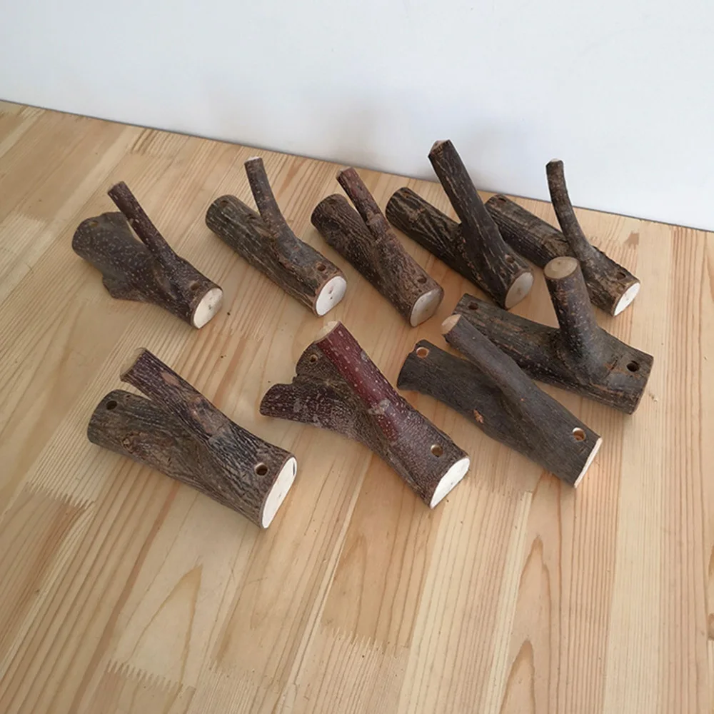 4 шт. деревенские деревянные настенные крючки для веток дерева декоративные