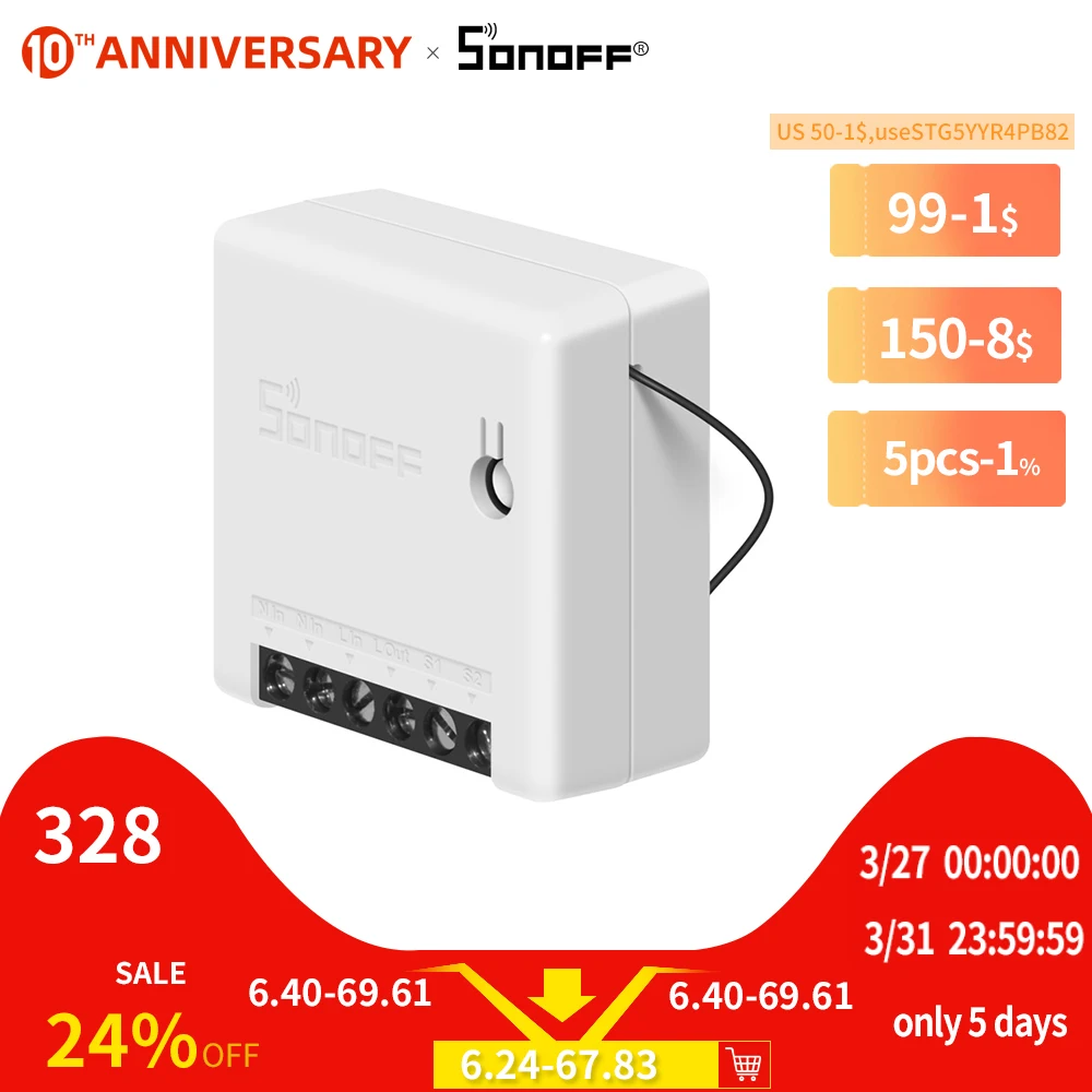 SONOFF MINI WIFI переключатель DIY умный модуль таймера 2 стороннее управление Ewelink