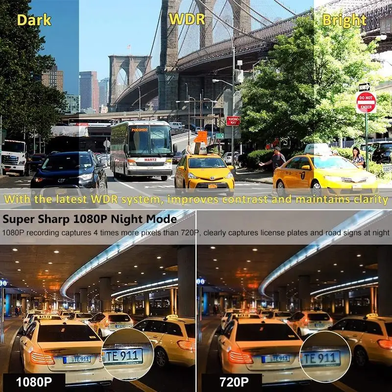 

G-sensor Car DVR Camera HD Night Vision Dash Cam With Rearview Camera 170 Degree Wide Angle Auto Video Recorder Motion Detection