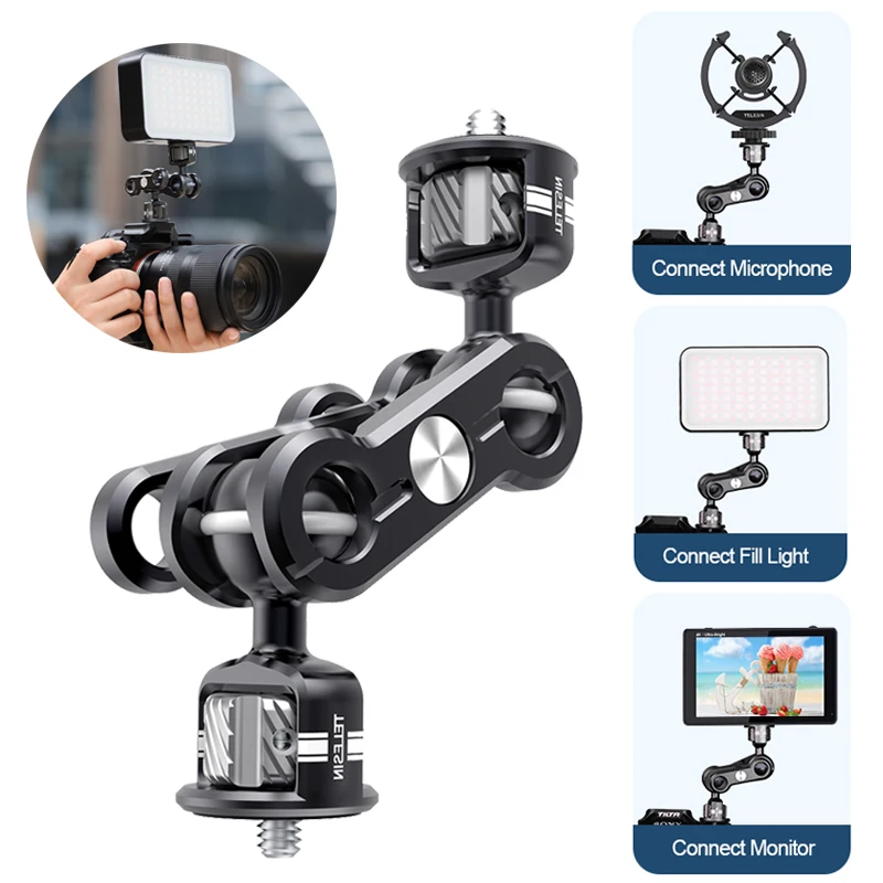 

Aluminum Magic Arm Mount Adapter Double Ball Head Extended Bracket With 1/4'' Screw Steering Stand For Sony Canon Nikon Camera