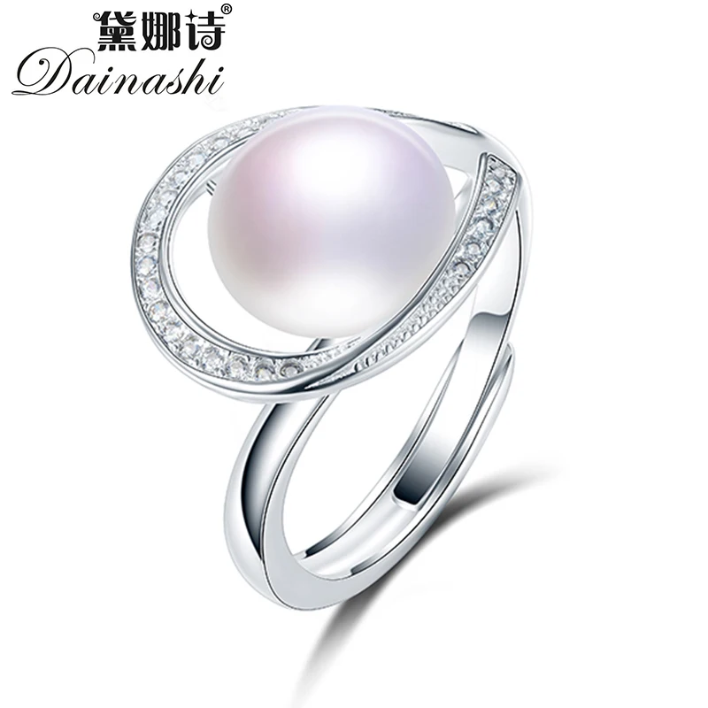 

Dainashi, Роскошные, 925 пробы, серебряные, полые, цветок, циркон, кристалл, регулируемое кольцо, Пресноводный Культивированный Жемчуг, вечерние, п...