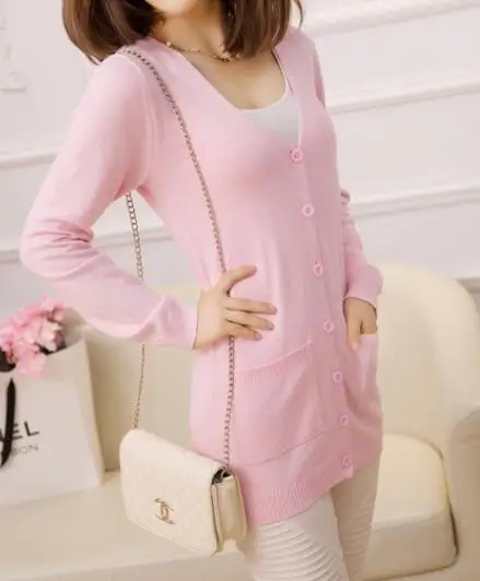 

High Quality Cashmere Cardigan 2020 Autumn Winter Medium-long Cardigan elegant pocket Knitted Outerwear cashmere sweater tops