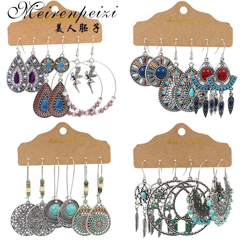 Женские Висячие серьги Boho этнические висячие розового и золотого цвета