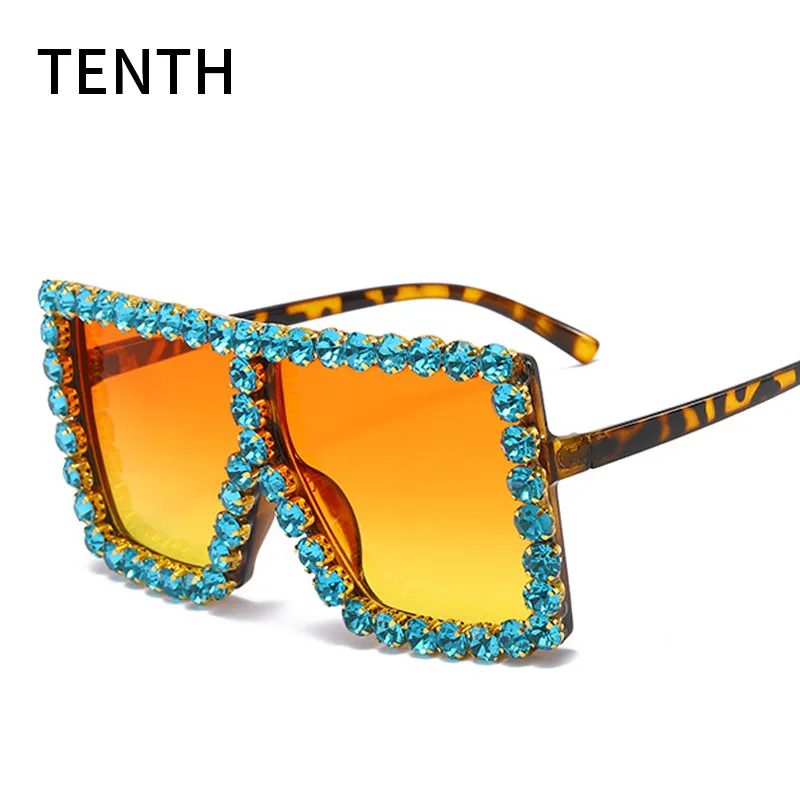 

New Fashion Square diamond Sunglasses square large Frame Sunglasses Women's diamond Sunglasses glasses women
