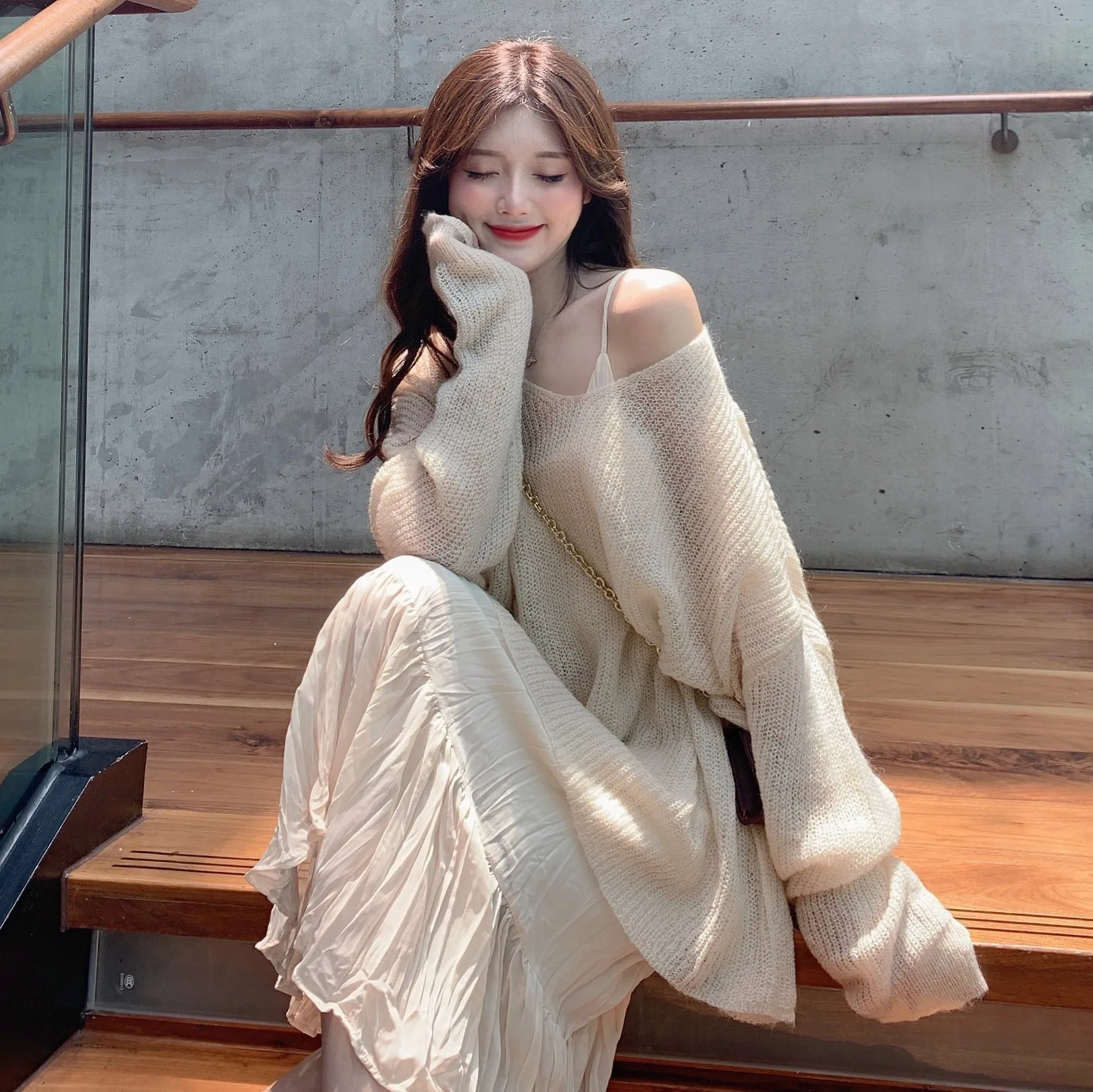 2019 осень зима выдолбленный вязаный свитер платье сплошной цвет элегантный