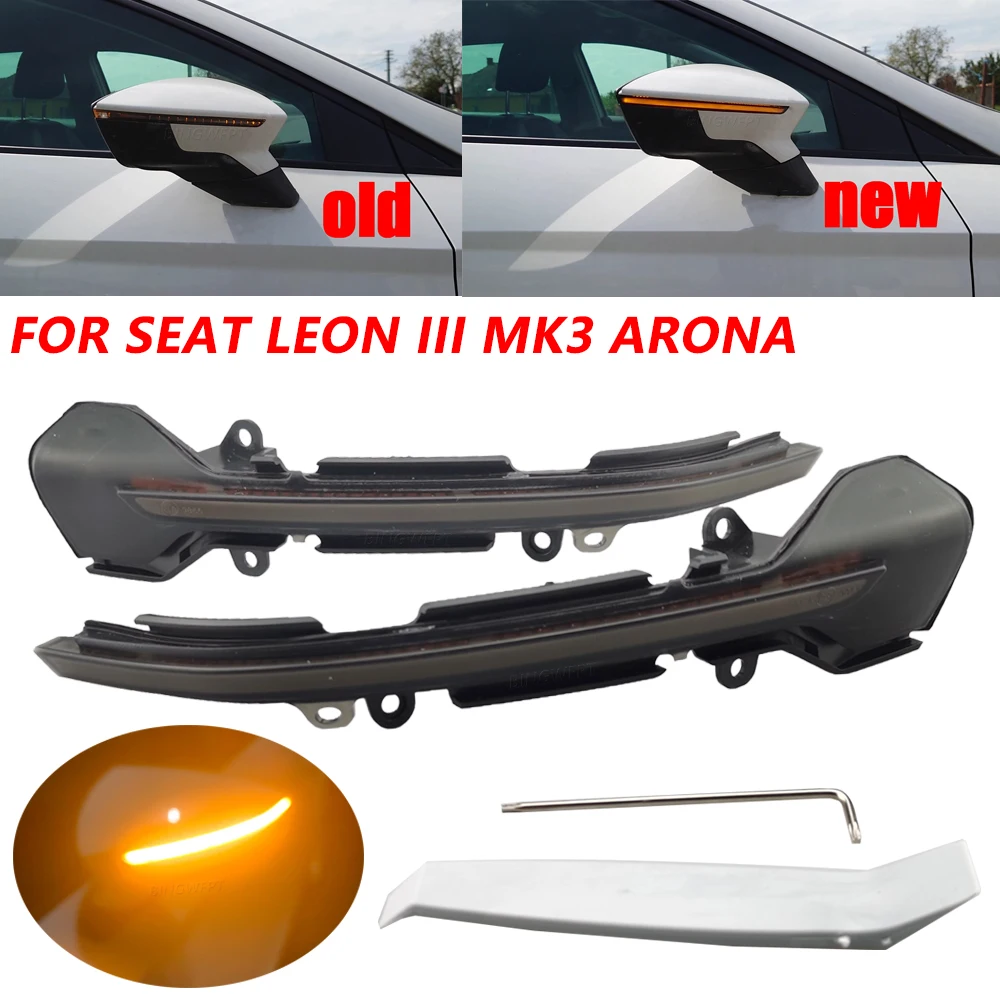

For SEAT Leon III Mk3 5F 13-18 Ibiza KJ Mk5 V Arona 17-18 LED Dynamic Turn Signal Blinker Sequential Side Mirror Indicator Light