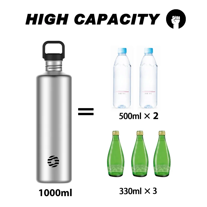 FEIJIAN Stainless Steel Cold Water Bottle Portable Cycling Sports Drinking Cup Leakproof BPA Free Large Capacity 1000ml | Дом и сад