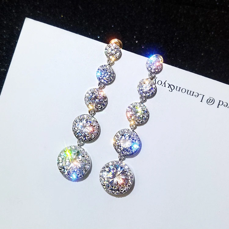 Новые дизайнерские модные ювелирные изделия Роскошные Длинные круглые серьги с