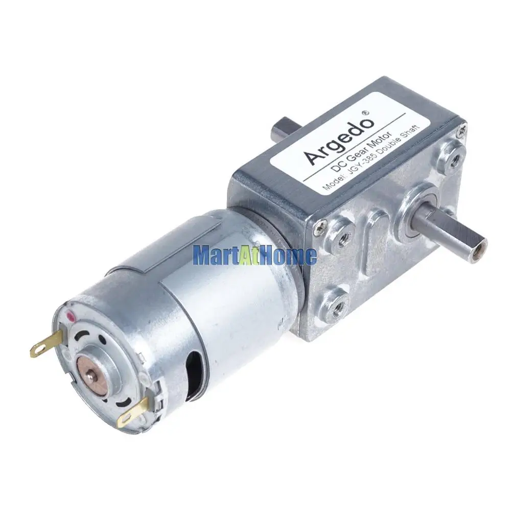JGY385 Double Shaft Worm DC Gearmotor Speed Reduction Motor Self-locking 6V 12V 24V DC 8~214 RPM 1~30 KG.CM