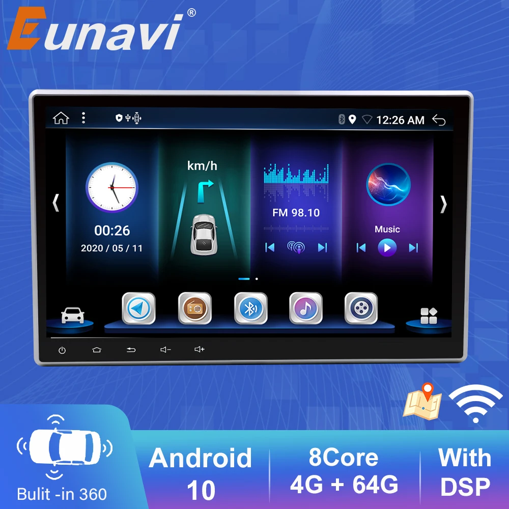 

Автомагнитола Eunavi DSP, 8 ядер, Android 10, GPS-навигация, 2 Din, Универсальная автомобильная стереосистема, 4 ГБ, 64 ГБ, 10,1 дюйма, головное устройство, 2 Din, ...