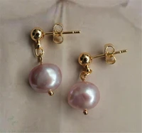 9 10mm pink baroque pearl earrings 18k flawless diy dangler grace classics mesmerizing party