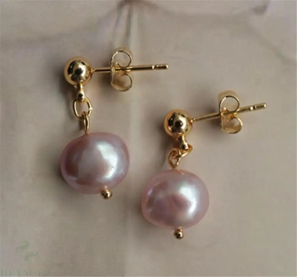 9-10 мм розовые серьги с барочным жемчугом 18K безупречные DIY Висячие грациозные