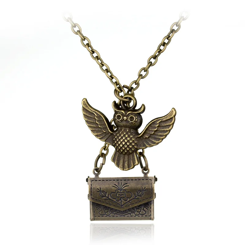 

Admission Notice Envelope Owl Necklace Vintage Bronze Owl Pendant Post Envelope Jewelry Necklace Friend Gift Wholesale