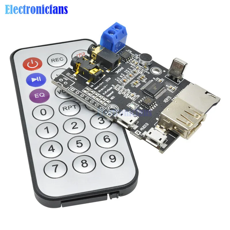 Микро-usb 5 в MP3+ WMA+ WAV декодер плата модуль 2 Вт усилитель TF карта U диск аудио AUX с ИК-пультом дистанционного управления