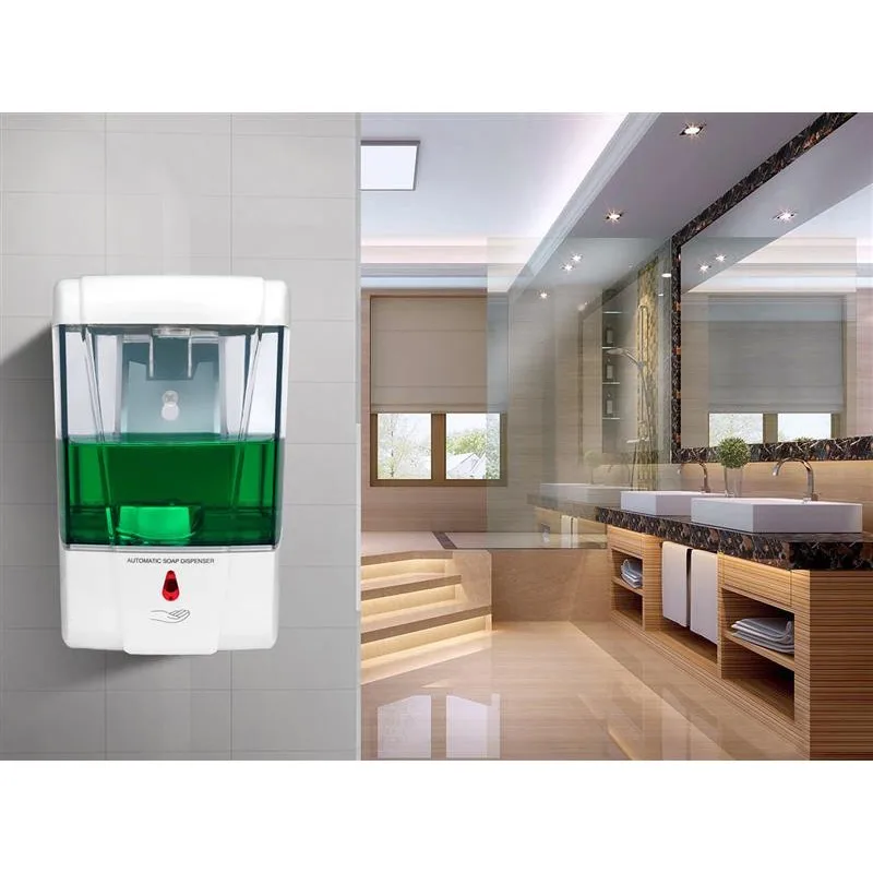 

600ml Wall-Mount Automatic IR Sensor Soap Dispenser Touch-Free Lotion Pump Touchless Liquid Kitchen Bathroom Hospitals Or Hotels