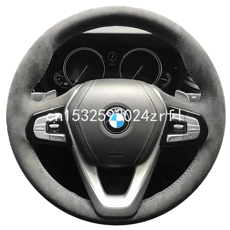 

For BMW 5 7 Series M 530 525 X3 2020 DIY Black Suede Car steering wheel cover car accessories