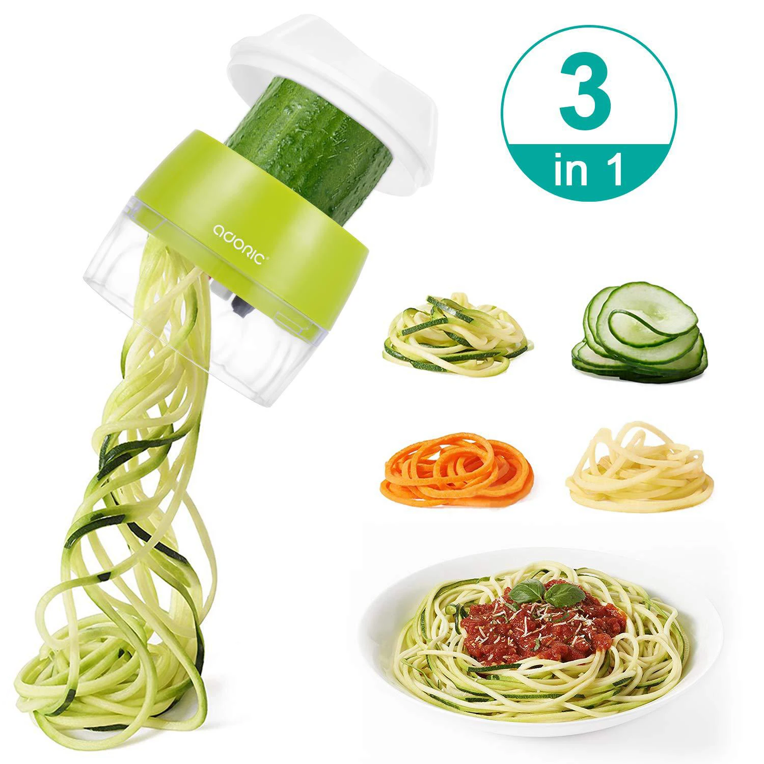 

3 IN 1 Carrot Cucumber Grater Spiral Blade Cutter Zucchini Noodle Spaghetti MakerVegetable Fruit Spiral Slicer Salad Tool