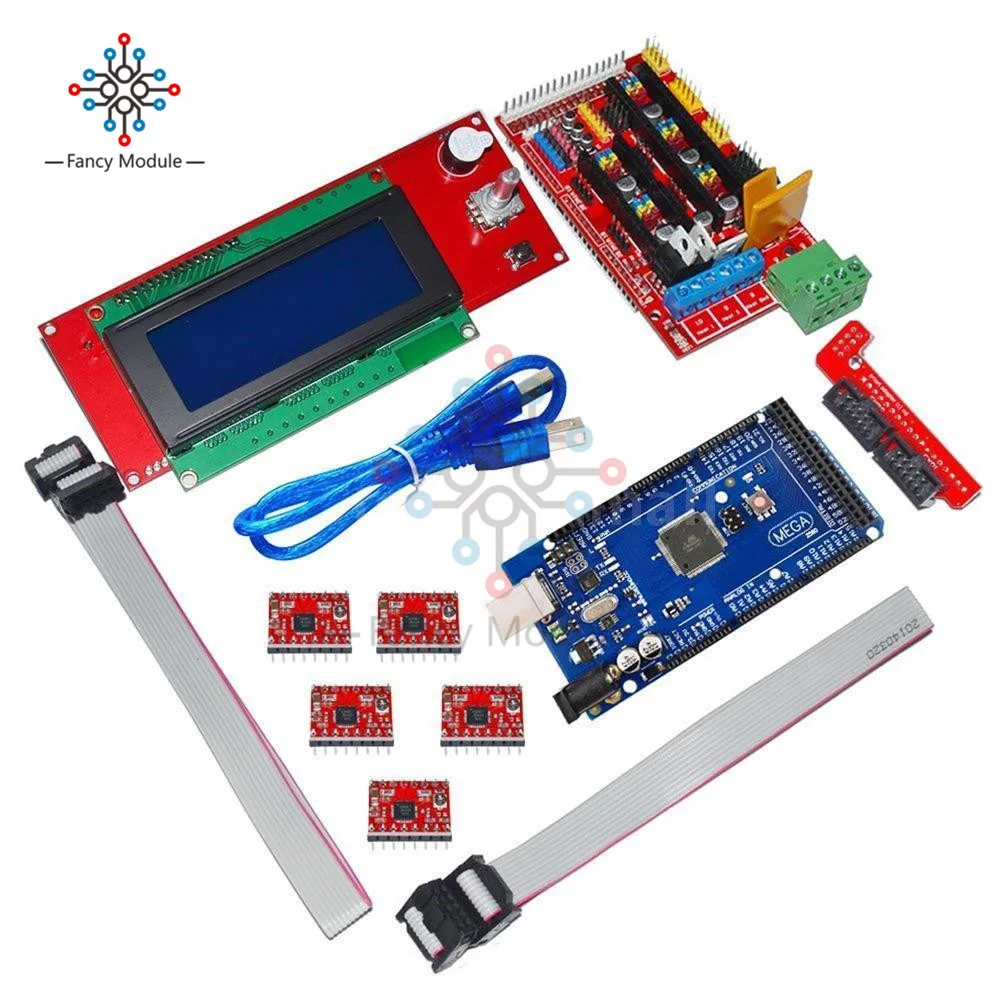 3d принтер RAMPS 1,4 REPRAP MENDEL PRUSA+ Мега 2560 плата+ 5 шт A4988 модуль драйвера+ lcd 2004 RepRap Prusa i3 для Arduino